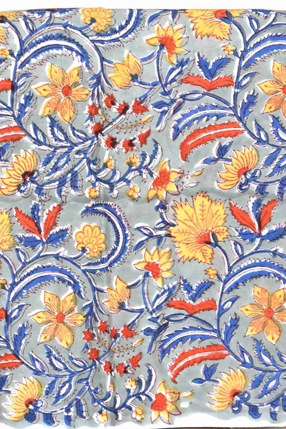 Sanganeri Hand Block Printed Unstitched Cotton Suit Set with malmal dupatta