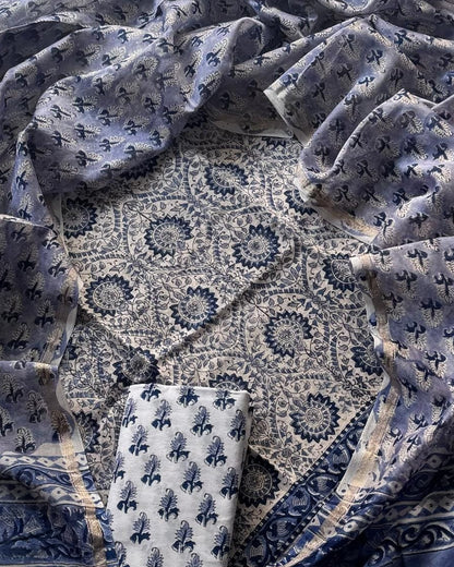 Timeless Chanderi Silk Suit with Sanganeri Print