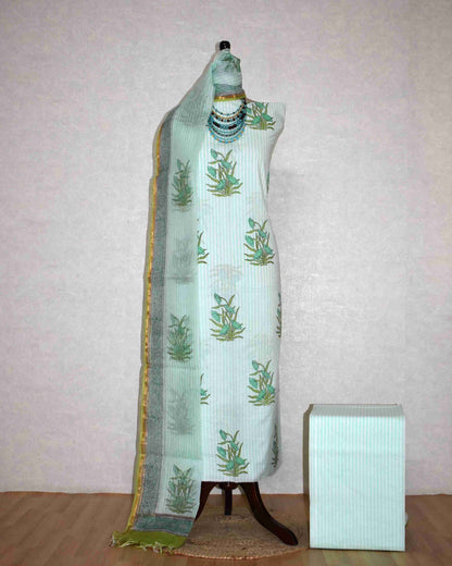 Bagru Hand Block Printed Cotton Suit With Kota Doria Dupatta