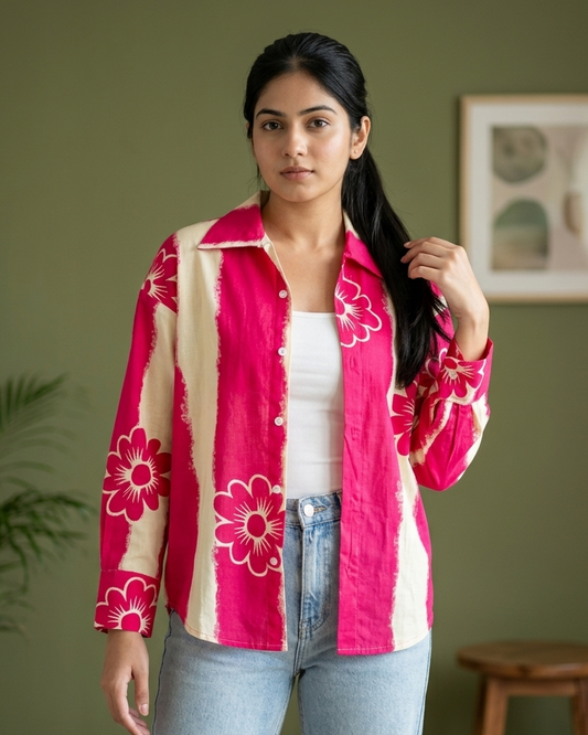 Pink Bloom Oversized Shirt