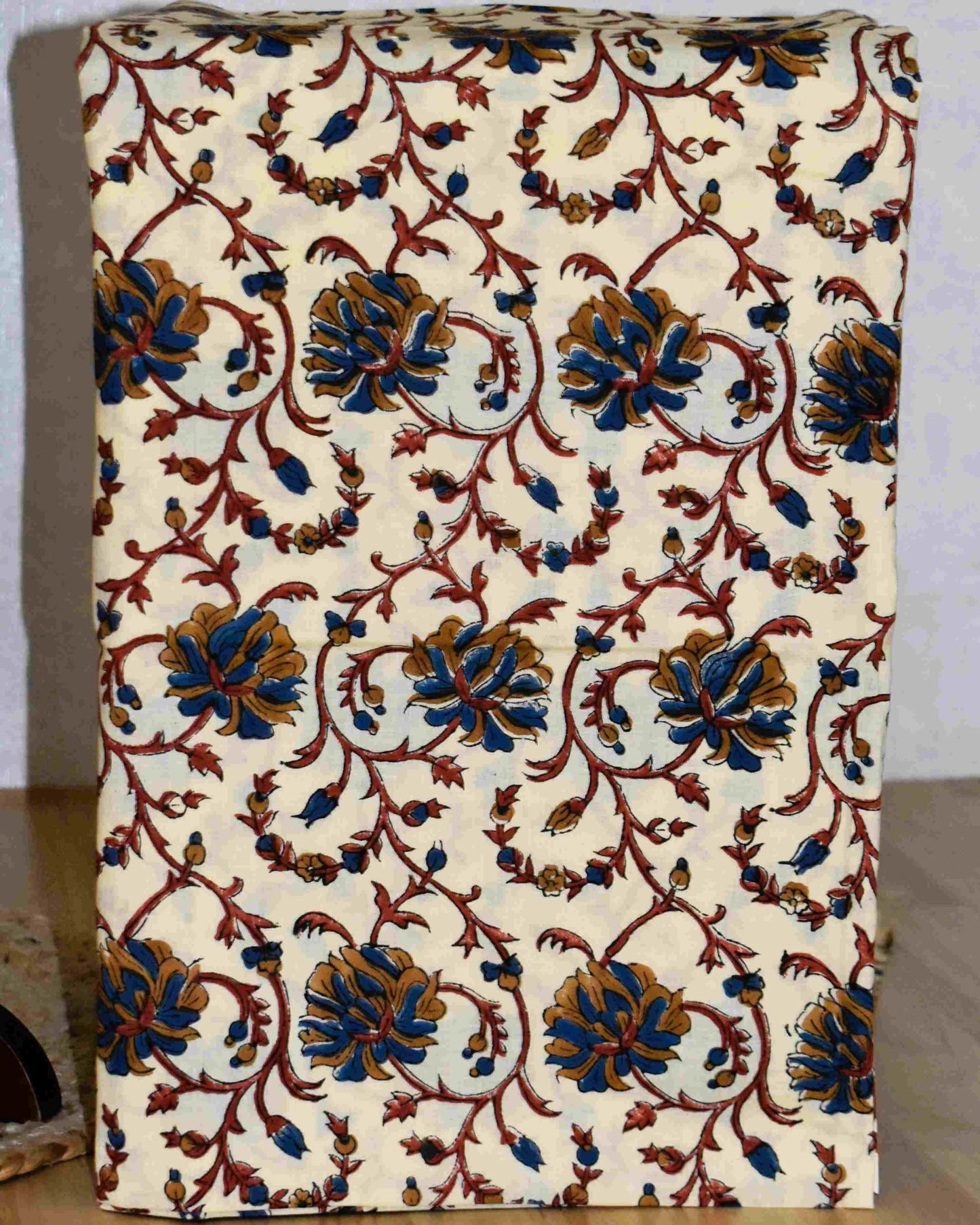 Golden Mustard Bagru Floral Buti Printed Maheshwari Silk Suit Set