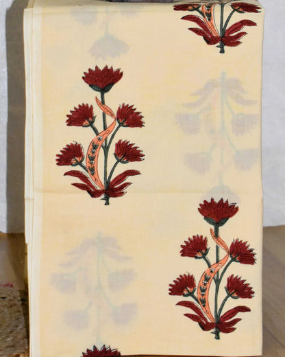 Red Sanganeri Floral Buti Print Maheshwari Silk Suit Set