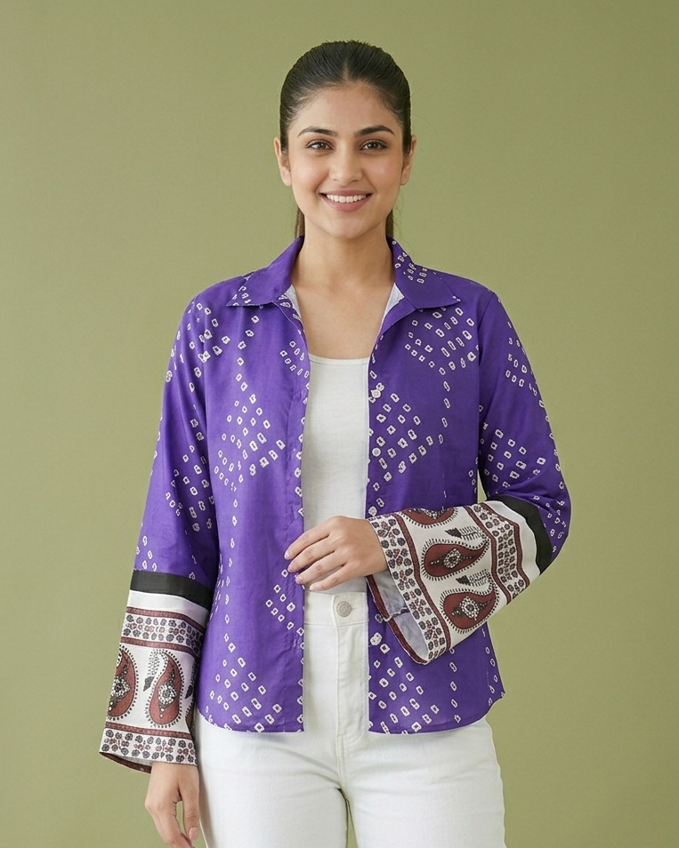 Violet Bandej Casual Shirt With Bell Sleeves