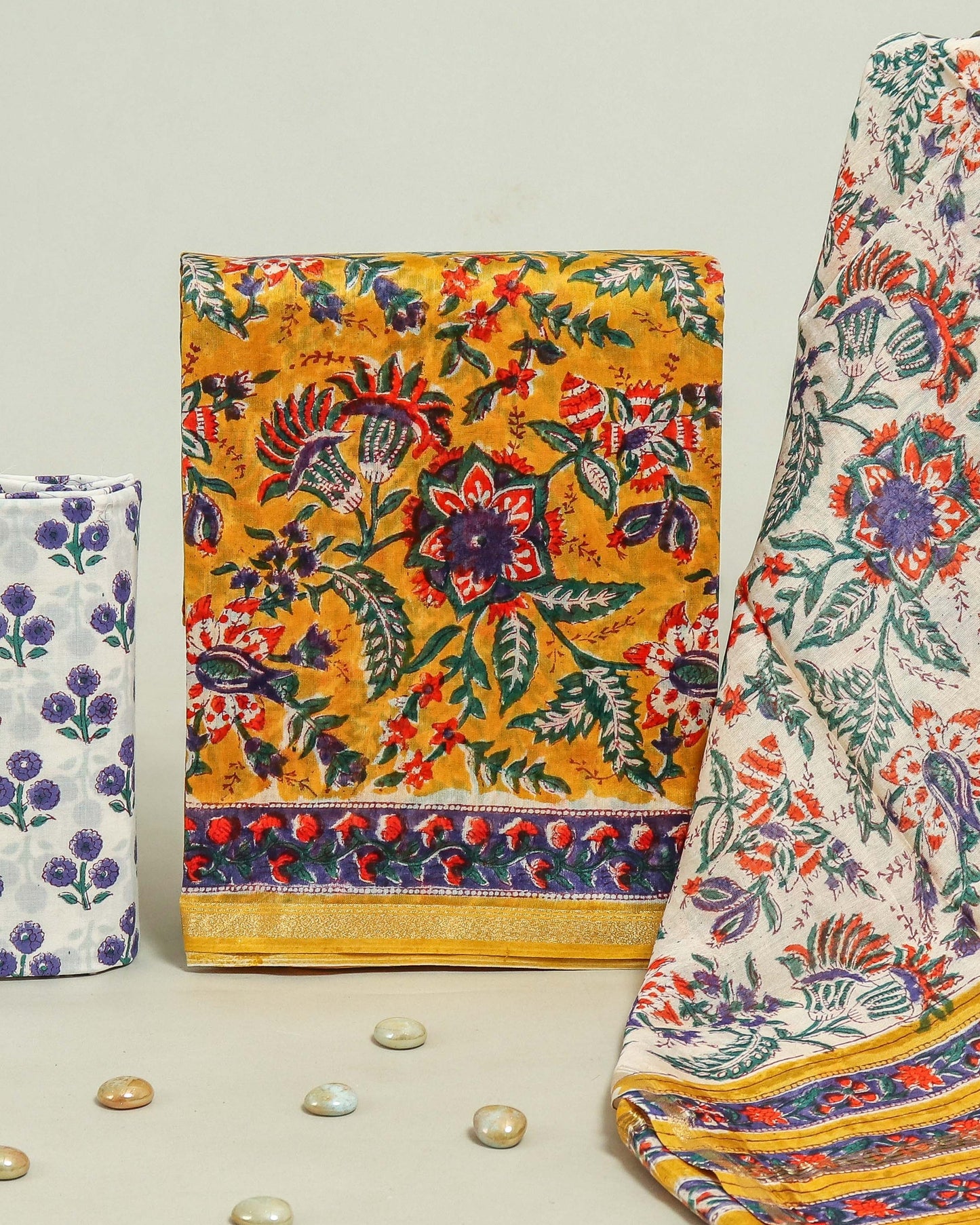 Timeless Chanderi Silk Suit with Sanganeri Print