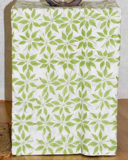 Lime Green Chanderi Silk Suit with Sanganeri All-over leaf Jaal Print