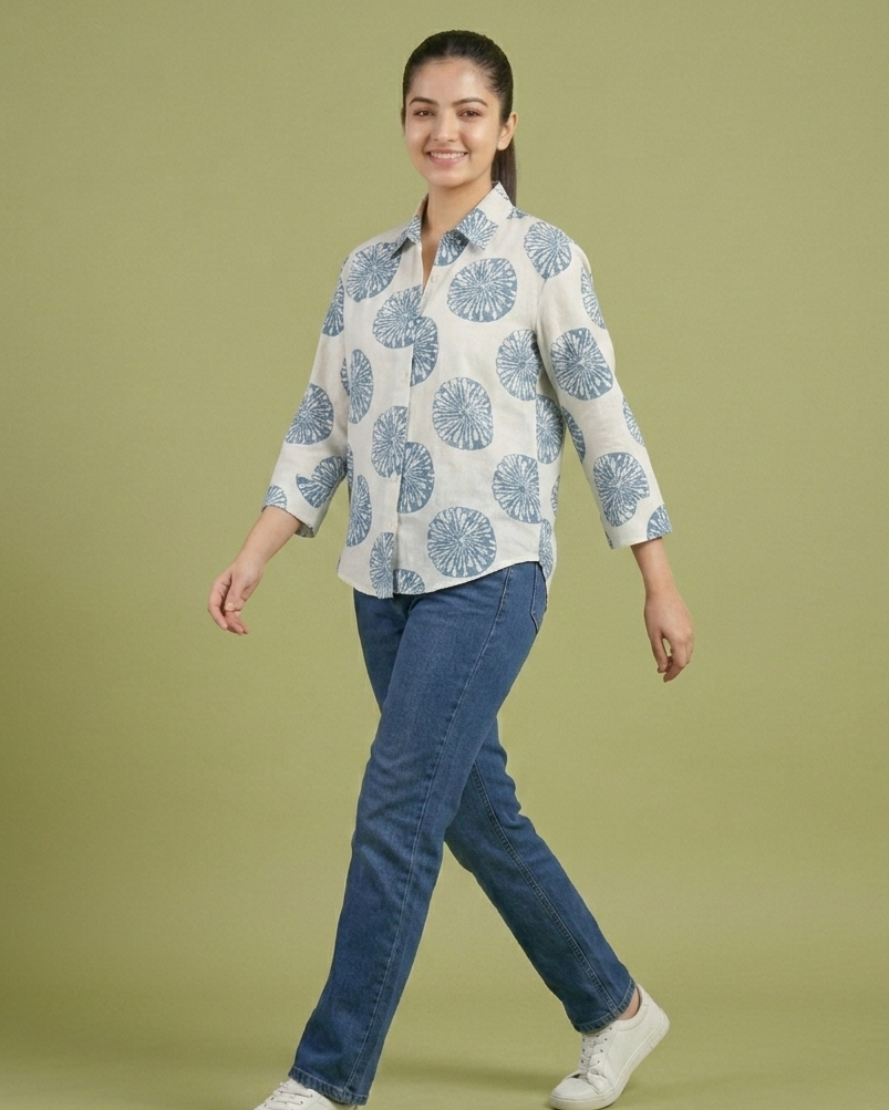 Blue Medallion Oversized Shirt