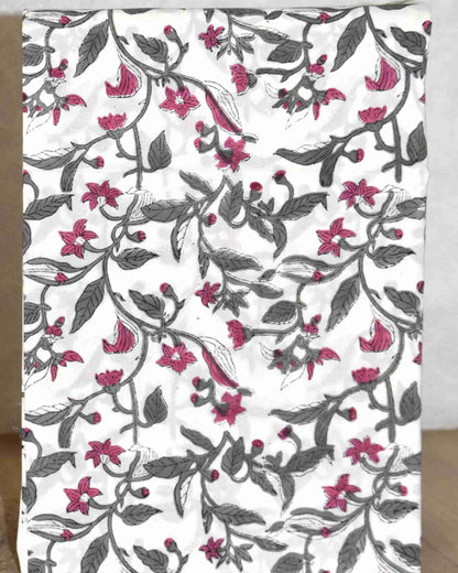 Hand Embroidered and Hand Block Printed Premium Cotton Unstitched Suit with Chanderi Silk Dupatta - Designer Edit