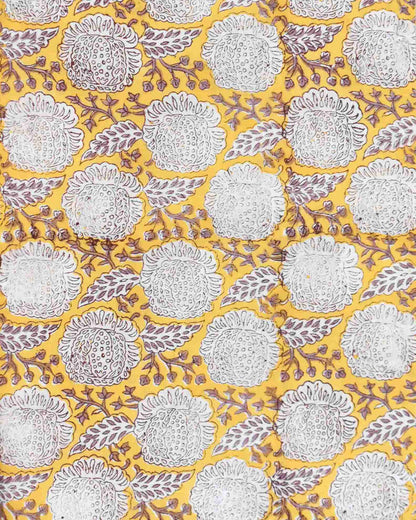 Floral Mughal Buta Hand Block Printed Cotton Suit With Kota Doria Dupatta