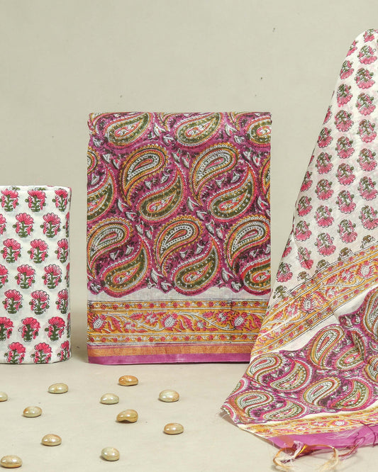 Timeless Chanderi Silk Suit with Sanganeri Print