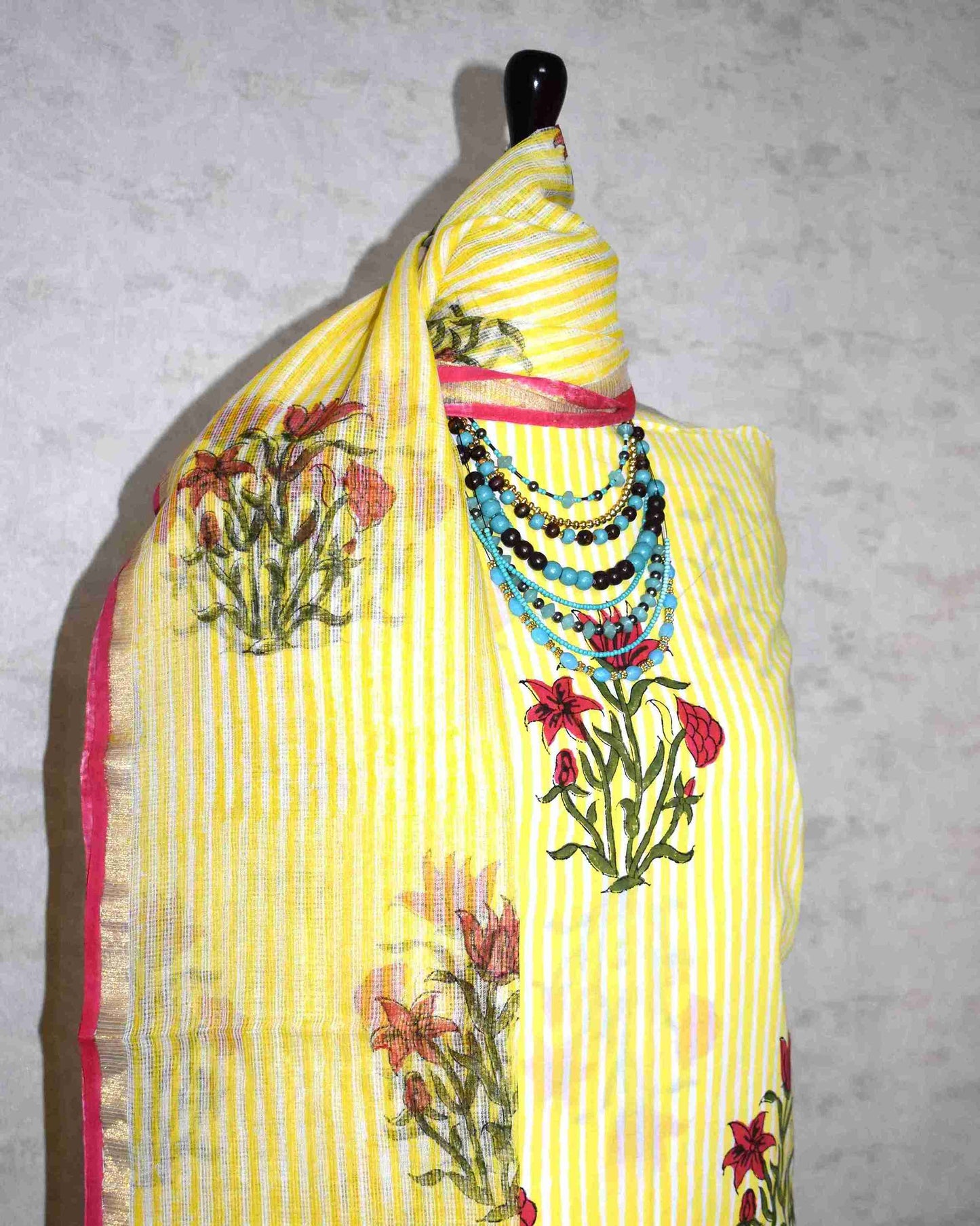 Bagru Hand Block Printed Cotton Suit With Kota Doria Dupatta