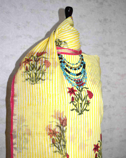 Bagru Hand Block Printed Cotton Suit With Kota Doria Dupatta