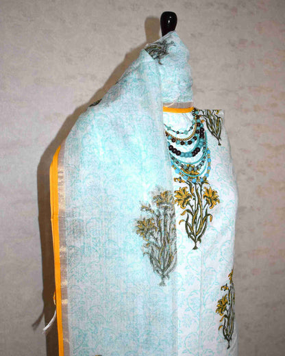 Bagru Hand Block Printed Cotton Suit With Kota Doria Dupatta