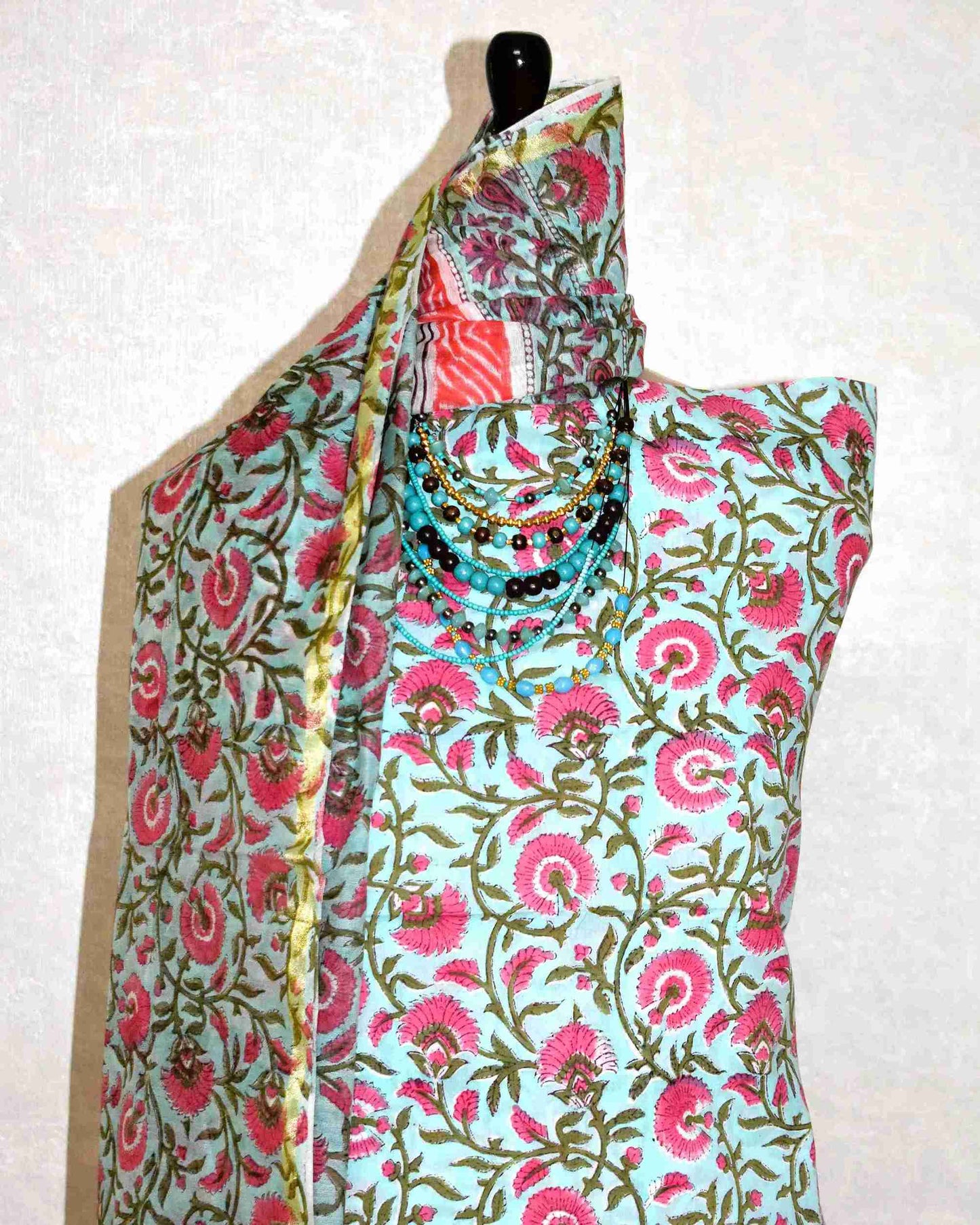 Hand Block Printed Premium Cotton Suit Set with Chanderi Silk Dupatta - Curated Edit