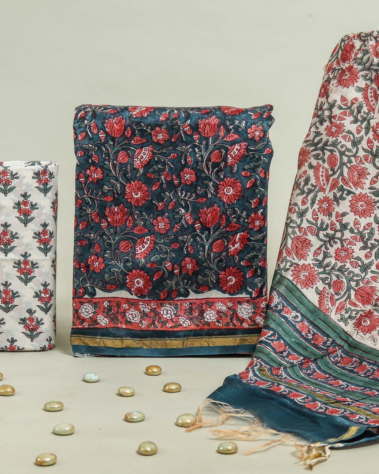 Timeless Chanderi Silk Suit with Sanganeri Print