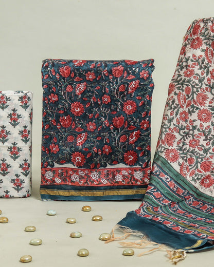 Timeless Chanderi Silk Suit with Sanganeri Print