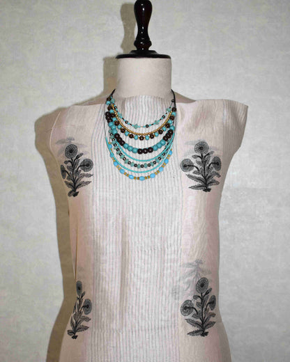 Hand Block Printed Chanderi Silk Suit with Santoon Bottom and Chanderi Silk Dupatta