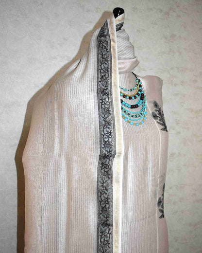 Hand Block Printed Chanderi Silk Suit with Santoon Bottom and Chanderi Silk Dupatta