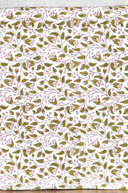 All-over Floral jaal Hand Block Printed Cotton Suit With Kota Doria Dupatta