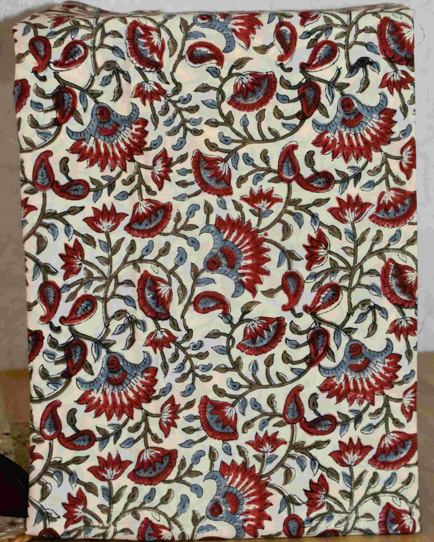 Red Floral Buti Printed Maheshwari Silk Suit Set