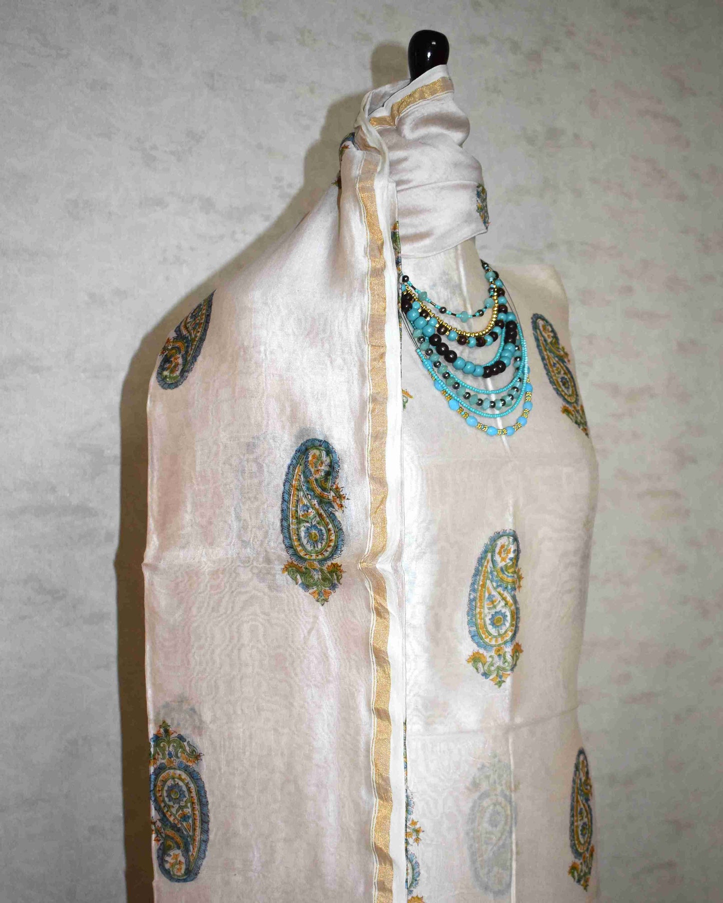 Hand Block Printed Chanderi Silk Suit