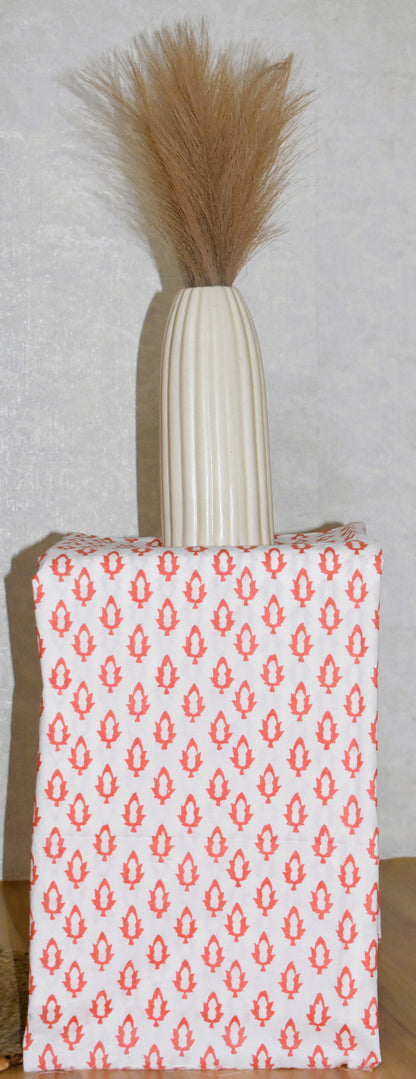 All-over Red Floral Hand Block Printed Cotton Suit with Pure Chiffon dupatta