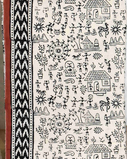 Bagru Hand Block Printed Unstitched Cotton Suit Set with malmal dupatta