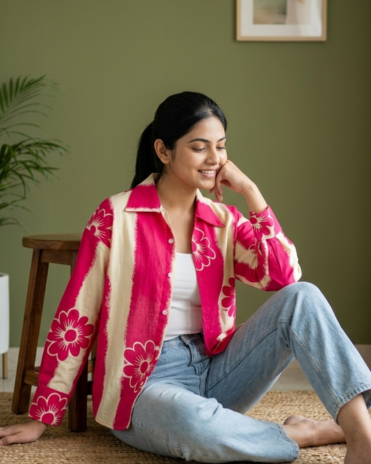 Pink Bloom Oversized Shirt