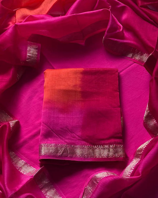 Ombre dyed Maheshwari Silk Suit Set
